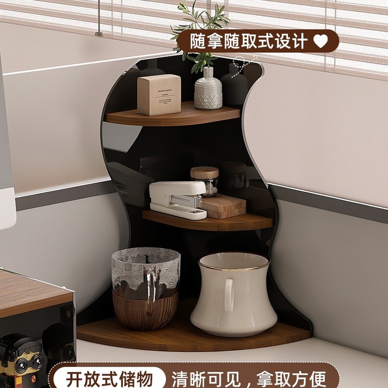 コーナー収納ラックデスクトップ収納ボックスオフィスワークステーションデスクトップ改修アーティファクトコーナーキャビネットカップ収納ラック|undefined