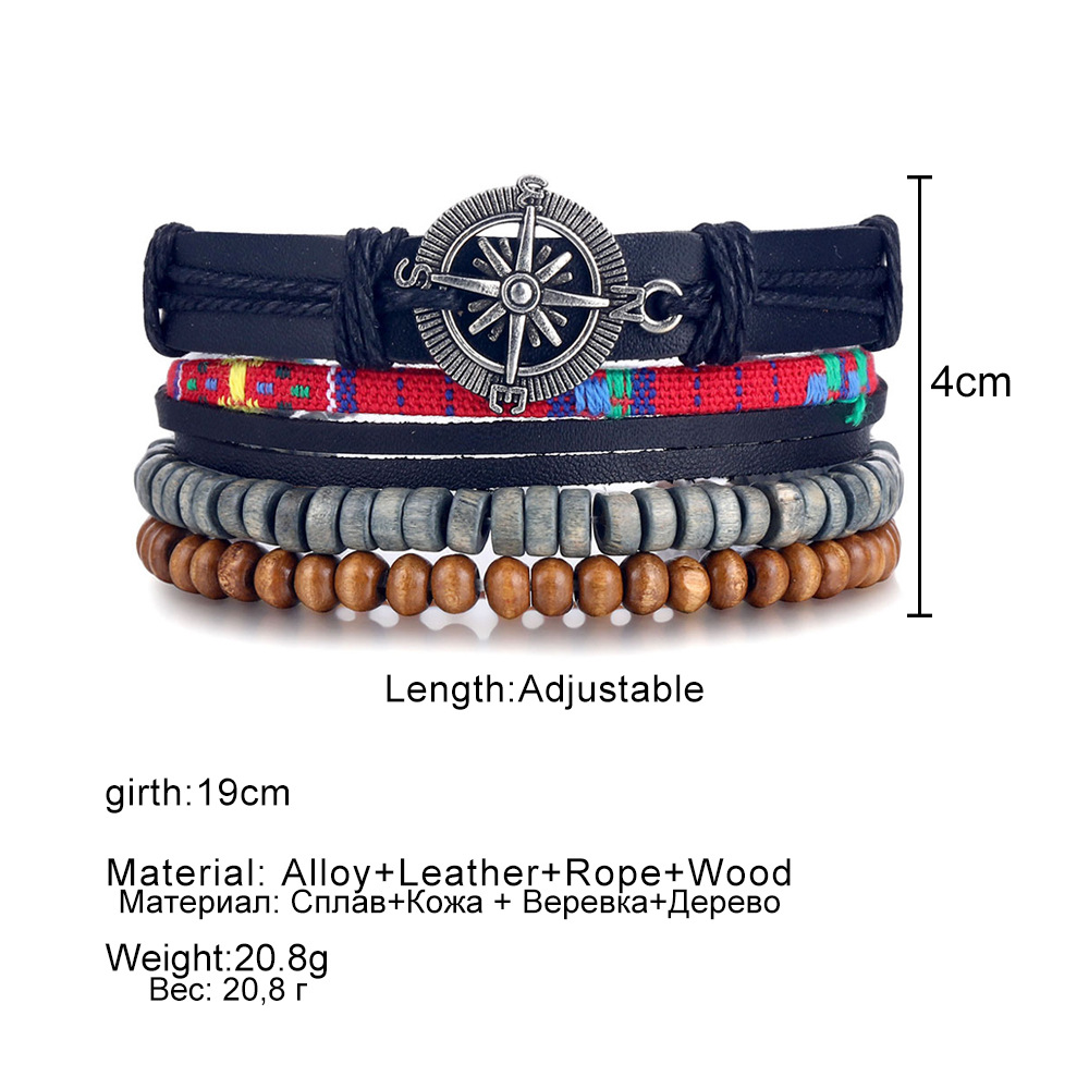 25g Weight Bracelets Classification Street Occasion Pu Leather Material Solid Color Pattern Unisex Gender Layered Design Ethnic Style Style Ethnic Style Solid Color Pu Leather Layered Unisex Bracelets 1
