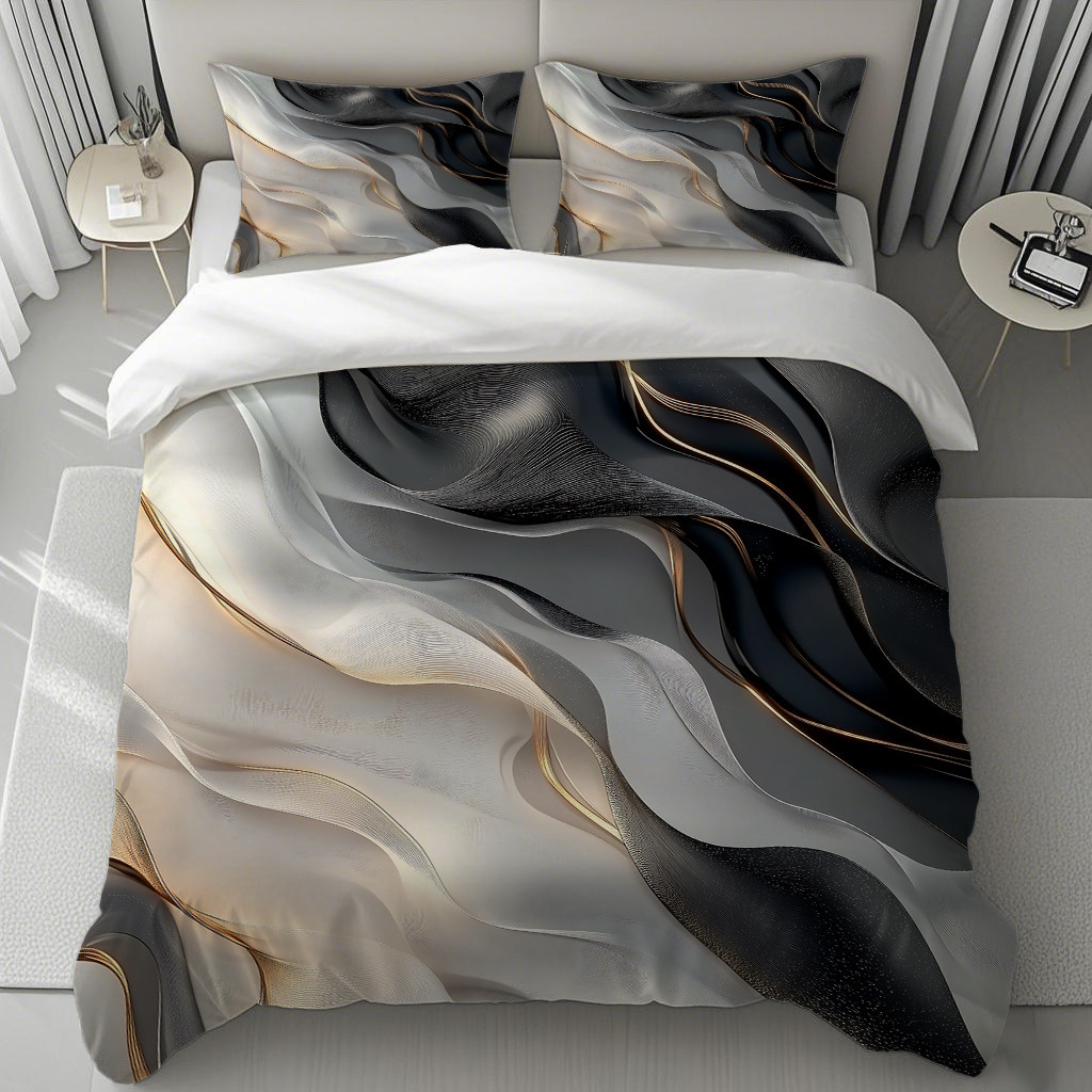 Transfronterizo tibetano azul oro mármol textura suave molienda impresión digital kit de colcha de tela se puede diseñar