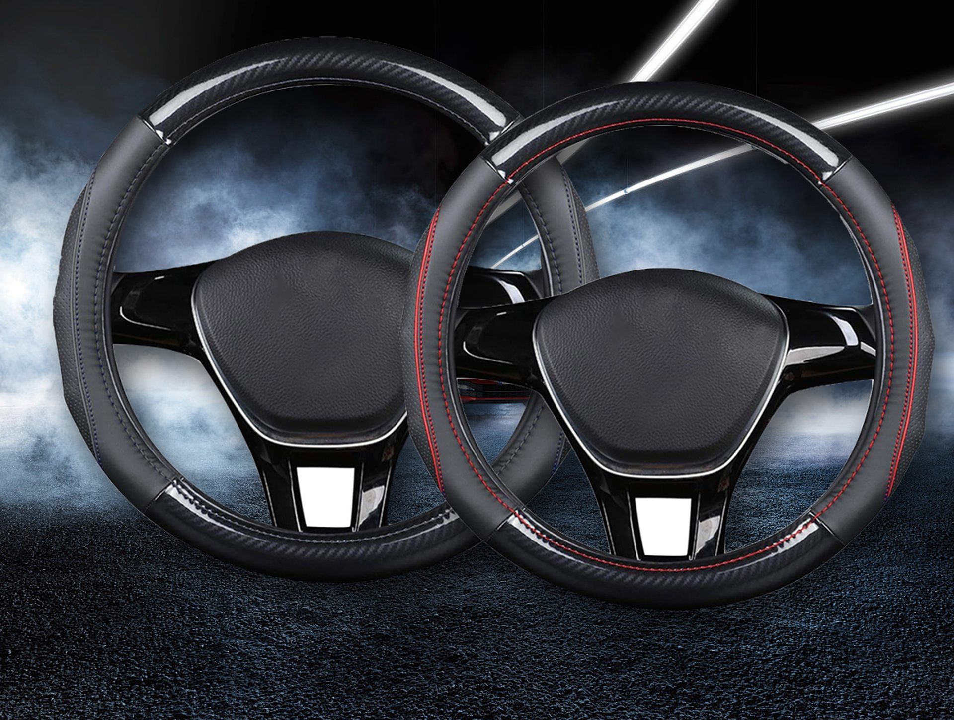 New Cross-Border Popular Car Steering Wheel Cover, Napa Leather, Universal for All Seasons, Sporty, Fashionable, Anti-Slip Protective Cover