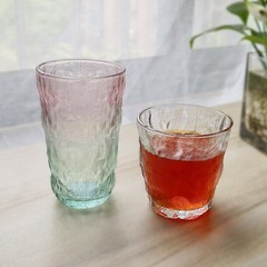 Ins Glacial Ice Glass Cup Household Water Cup Gradient Color High-End Aesthetic Men and Women Summer Juice Drink Cups Beer Cups