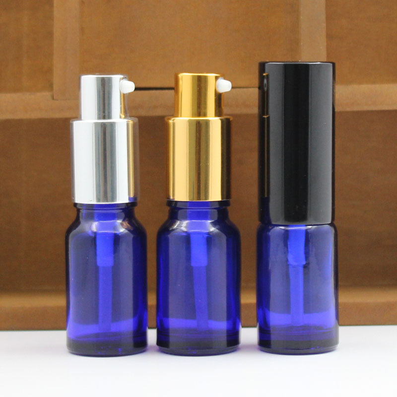 10ml蓝色玻璃精油瓶精油调配瓶按压鸡嘴乳液分装稀释空瓶子包装瓶