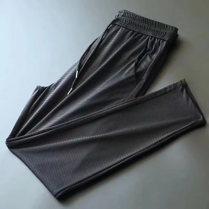 Ice Silk Pants Men's Summer Thin Loose Work Cheap Work Pants Thin Mesh Breathable Quick-Drying Casual Pants