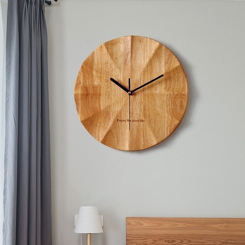 Clock New Home Solid Wood Corner Living Room Clock Creative Wall Hanging Wooden Clock High-End Log Style Clock
