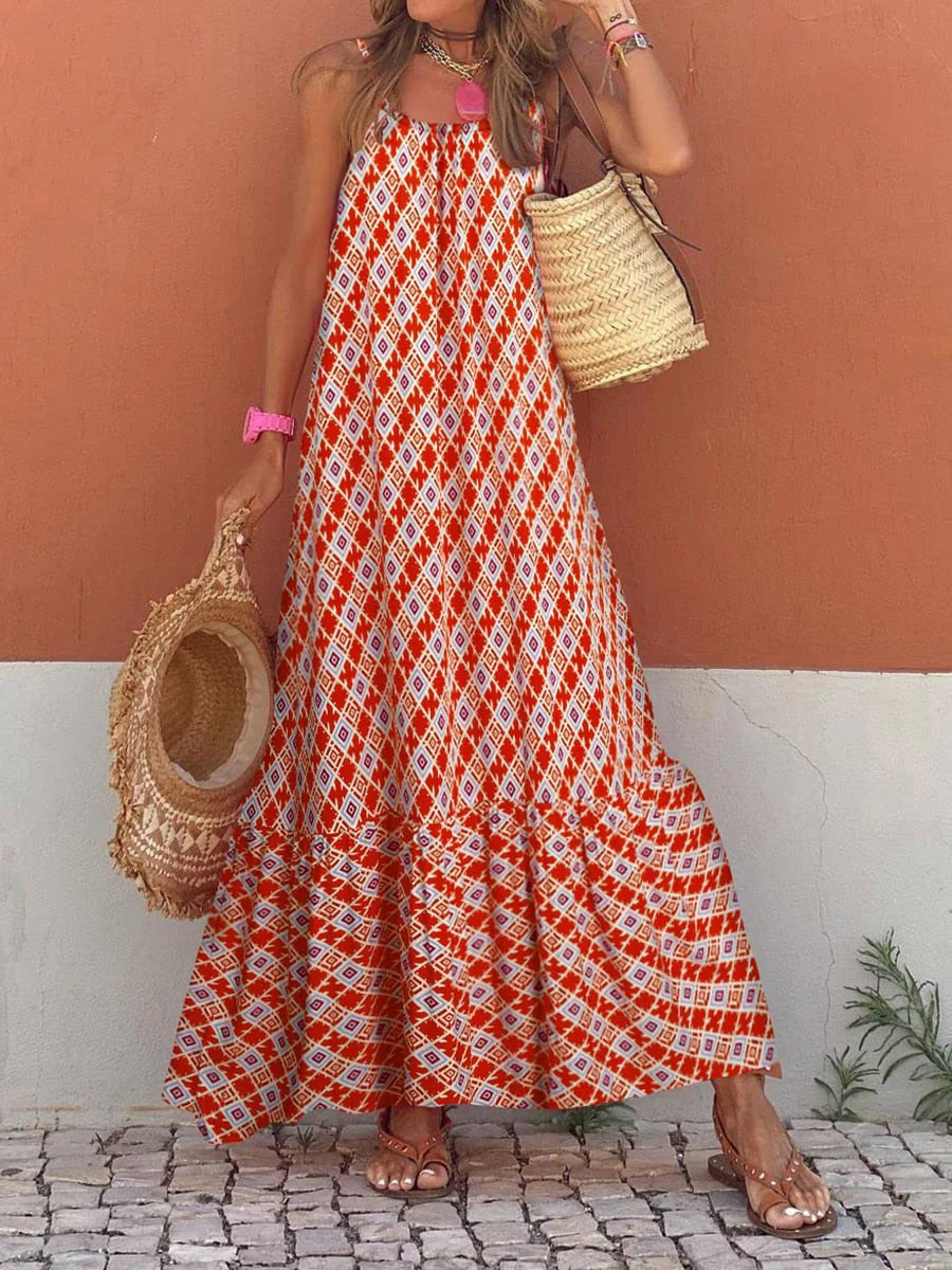 Damen Sommer Maxi Kleid Im Boho Stil V-ausschnitt Rüschen Design_voghion.com