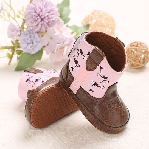 Baby First-Walker Shoes, Small Boots, Slip-On Baby Shoes for 0-1 Year Olds, Non-Slip Soft Sole, Autumn/Winter/Spring Pre-Walking Shoes, Coffee Color