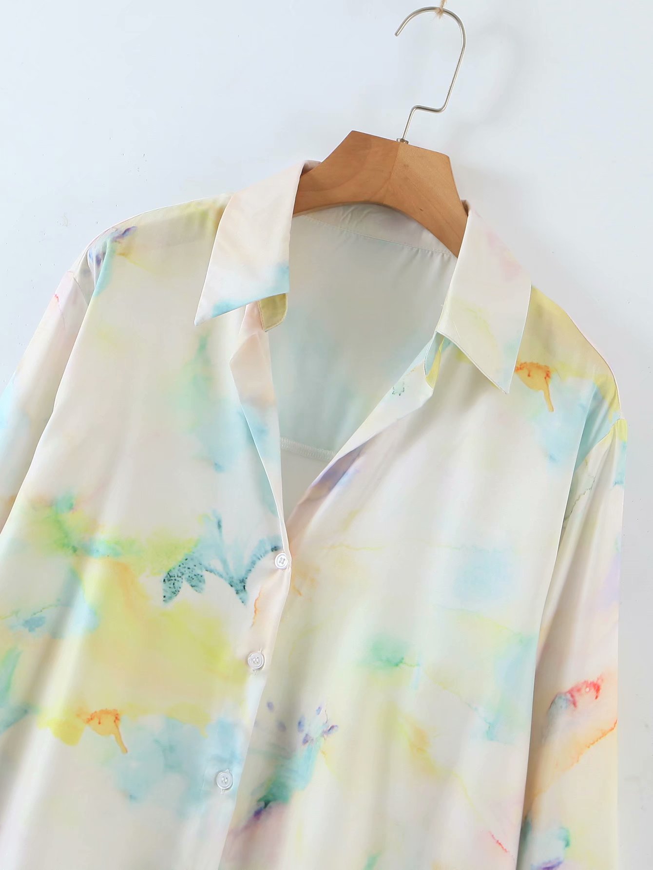 loose long-sleeved tie-dye draped shirt NSAM39605