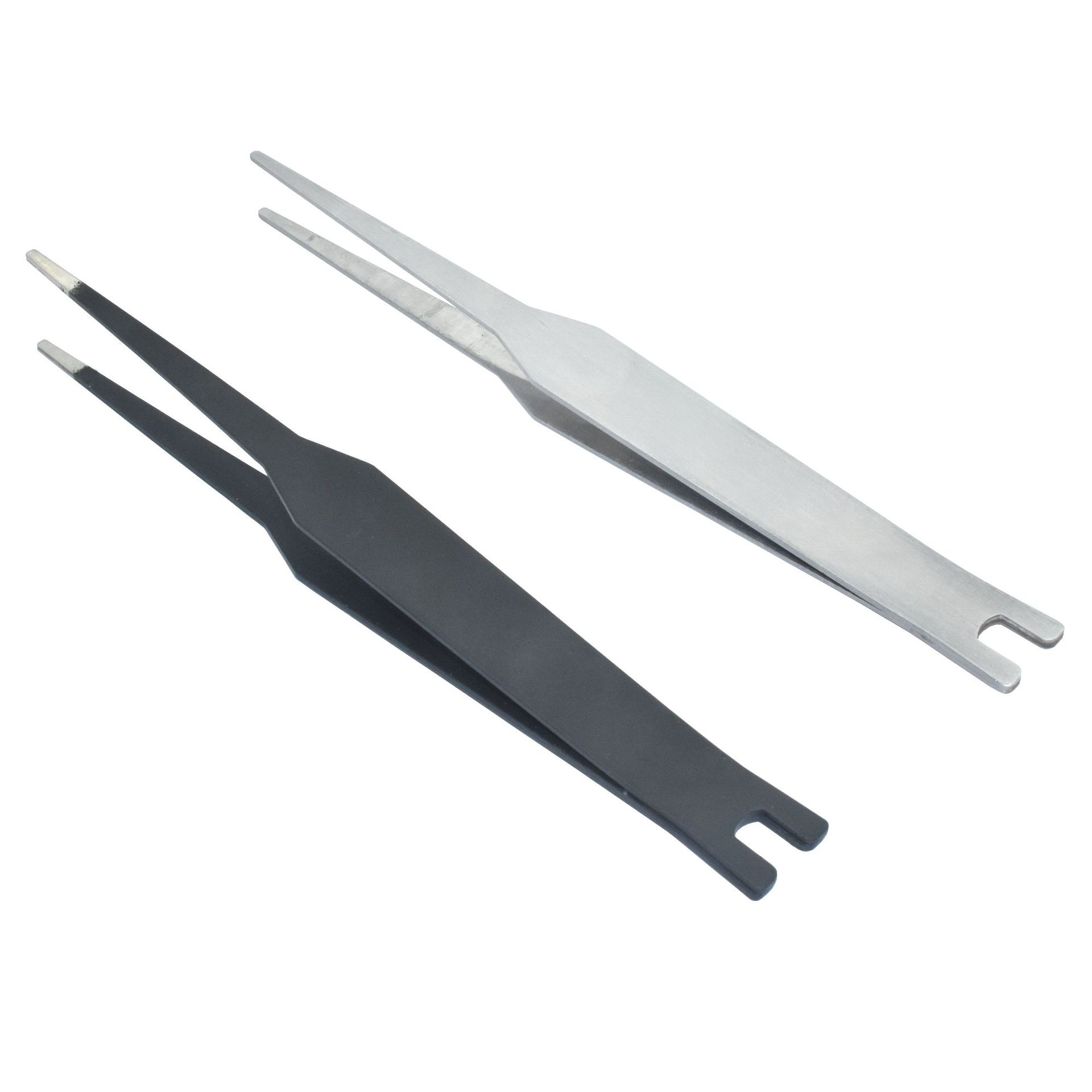 夹子扁嘴镊子尾部可拧尖头螺丝鸭嘴钝头家用维修不锈钢防锈双头