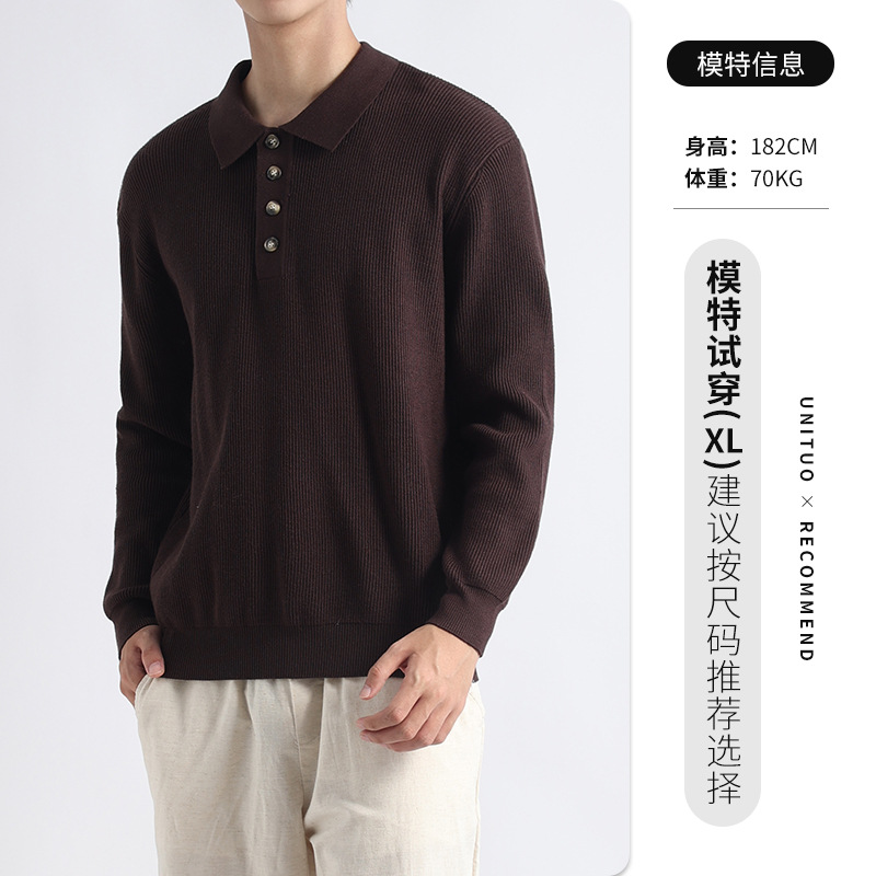 Suéter de polo de lujo ligero de lujo de lujo de lujo de alto nivel, polo de punto con collar casual para hombres
