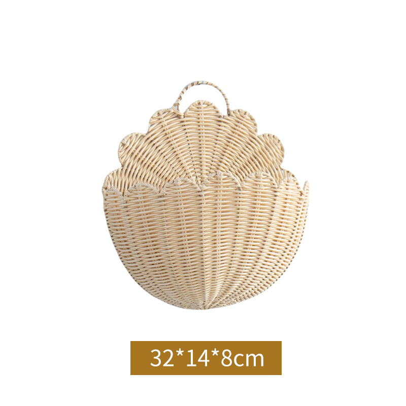 Cesta de almacenamiento de pared de caña personalizada decoración residencial llave cesta de almacenamiento de artículos diversos cestas de pared de decoración en forma de ventilador