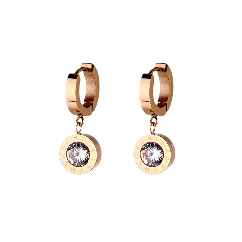 Pendientes de trébol mujer romana digital diamante oreja hebilla 18K titanio acero pendientes mujer larga borla accesorios colgante