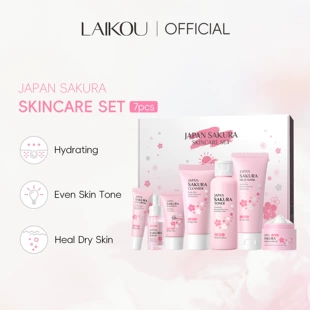 Набор по уходу LAIKOU Japan Sakura, 7 предметов — увлажняющее очищающее молочко, маска и сыворотка