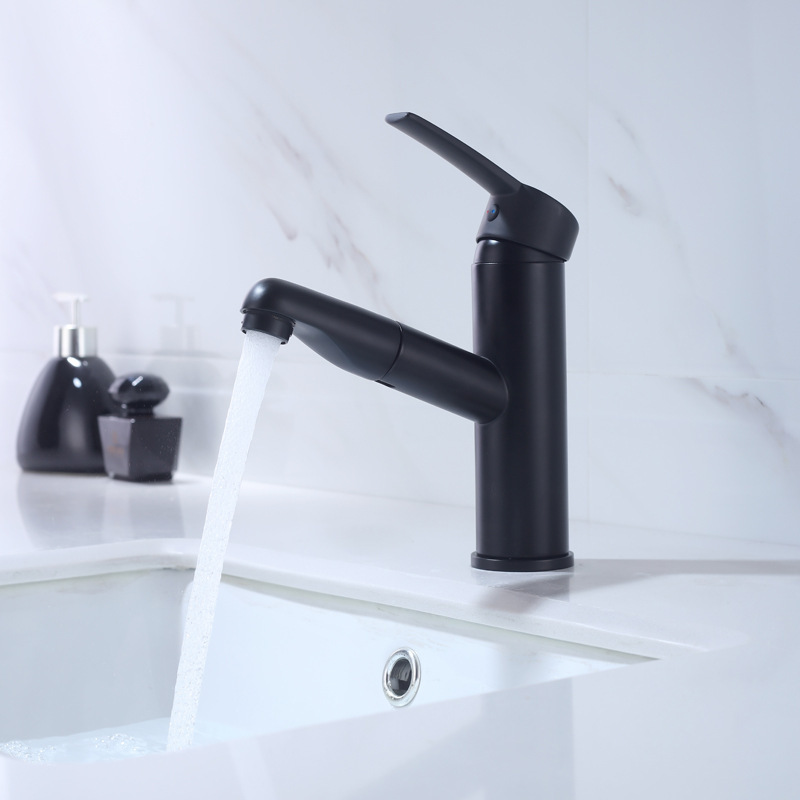 New Bathroom Single-Handle Single-Hole Rotatable and Pull-Out Faucet Bathroom Basin Faucet