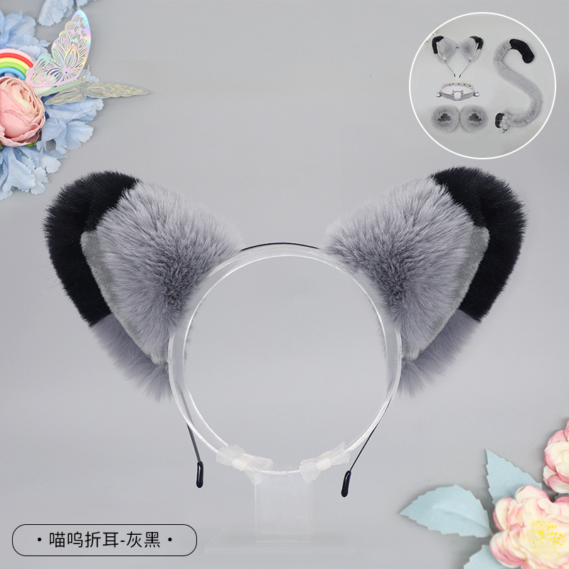 De una sola pieza hecha a mano de peluche Lolita diadema de oreja de gato KC accesorios para el cabello bestia oído tocado Fox oreja horquilla