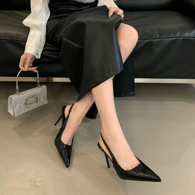 Туфли новые женские осенние черные туфли на высоких каблуках