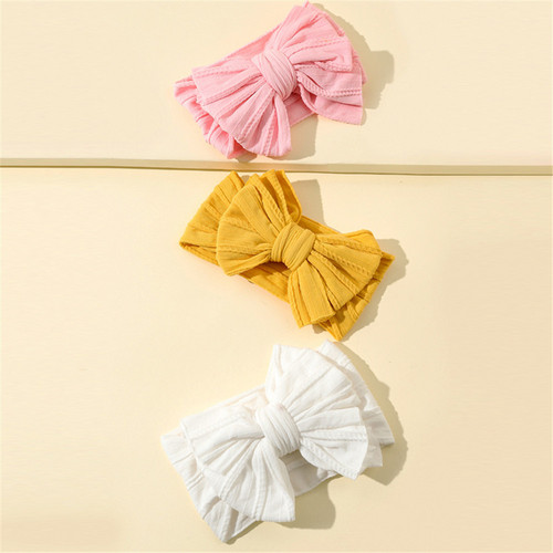 Baby headband, children's jacquard super elastic headband, baby nylon fabric bow hair accessories set