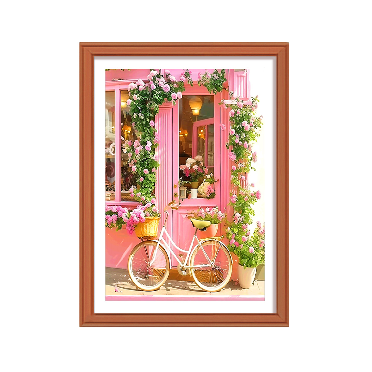 Comercio exterior nuevo bordado de cruz flor rosa bicicleta estética simple sala de estar decoración del dormitorio bordado de cruz image 4