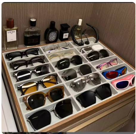 12 그리드 안경 플레이트 깊은 나뭇결