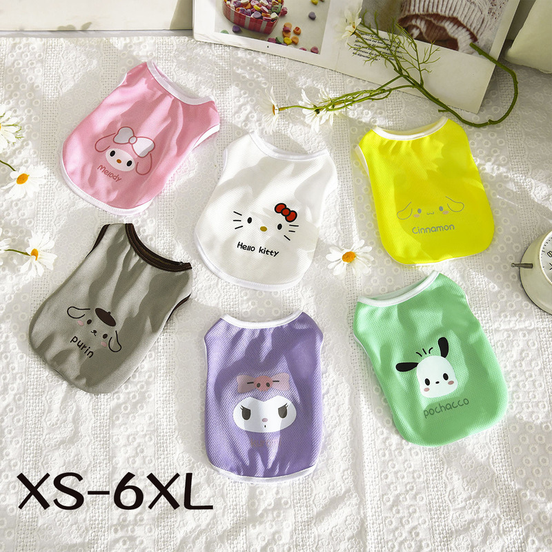 Big Dog Clothes Thin Summer Vest Candy Color Sanrio Series Kuromi Printed Cat Dog Large Dog Clothes