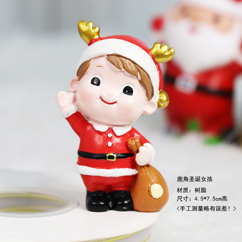 Regalos de Navidad decoraciones de Navidad Figuras de Papá Noel muñecas de nieve alce hechas a mano decoraciones de escritorio de automóviles para chicas