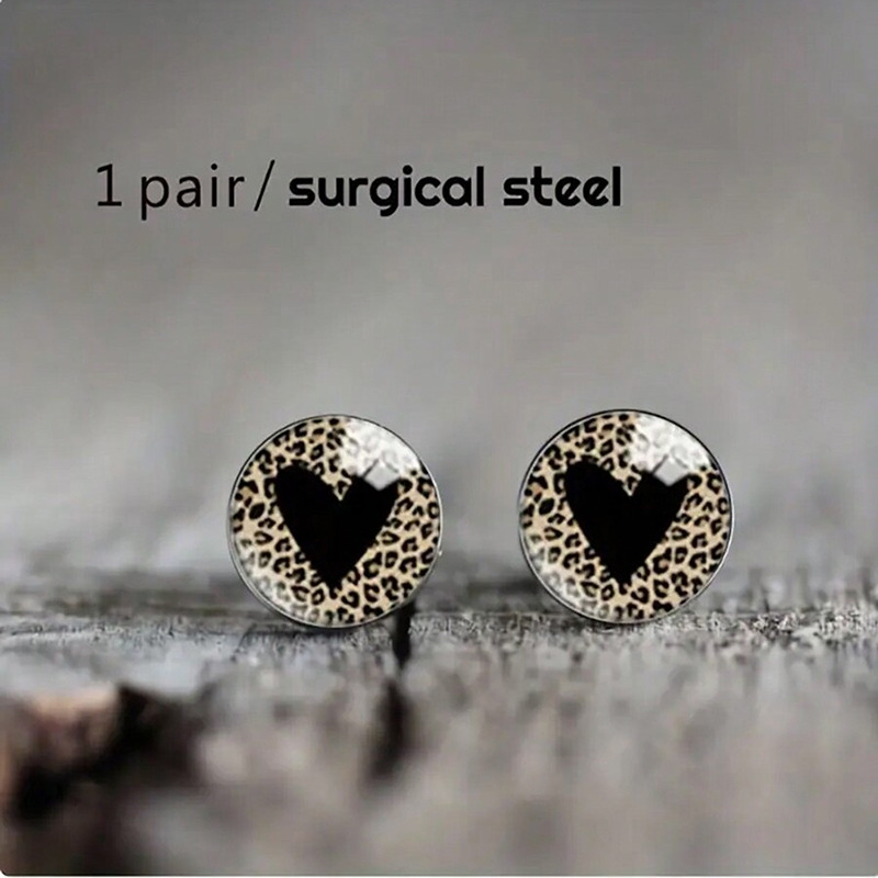 Boucles d'oreilles à imprimé léopard, style nouveau, avec pierres précieuses, verre et tige en acier inoxydable._voghion.com