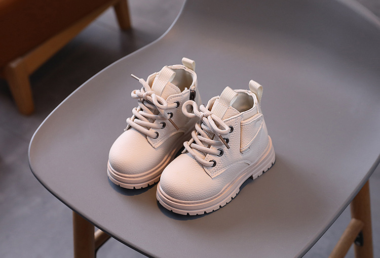 Botas curtas britânicas para meninos e meninas, primavera 2024, sapatos antiderrapantes com sola macia para bebês_voghion.com