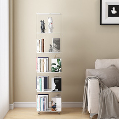 Wholesale acrylic rotating bookshelf 360 degree movable floor-standing storage rack simple home bookcase storage display