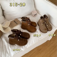 真皮新款内增高跟小个子短靴高帮女鞋百搭系带马丁靴女款2025新款