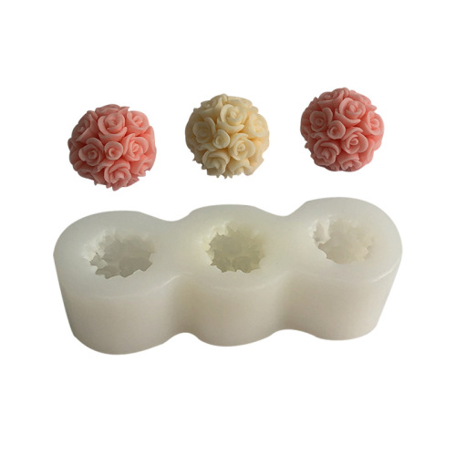 Rose ball scented candle silicone mold diy Valentine's Day glue plaster ornament rose cake mold