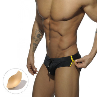 UXH European and American New Style Side Double Zipper Sexy Triangle Swim Trunks for Men with Cup One-piece Tight Triangle for Men