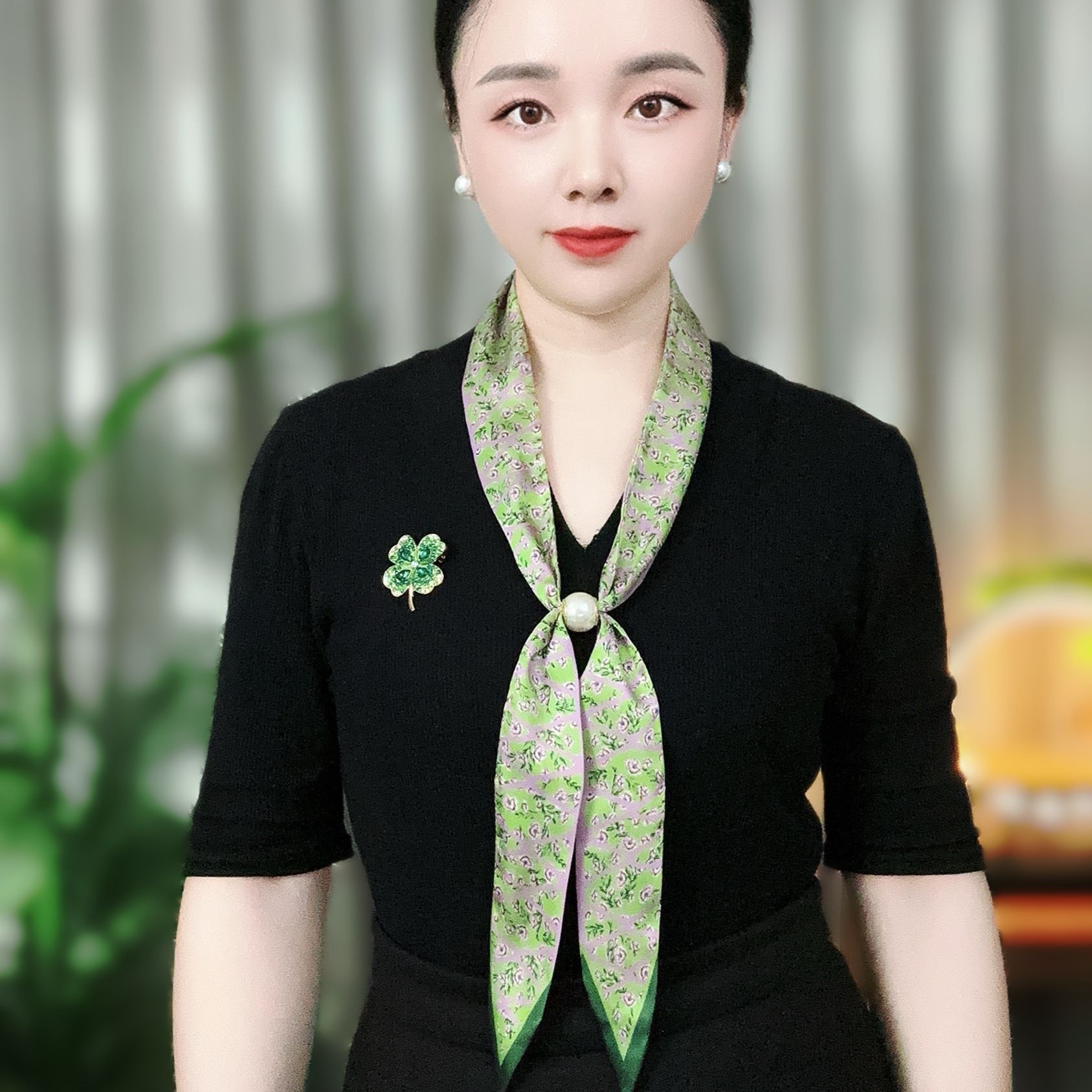 Purple green floral