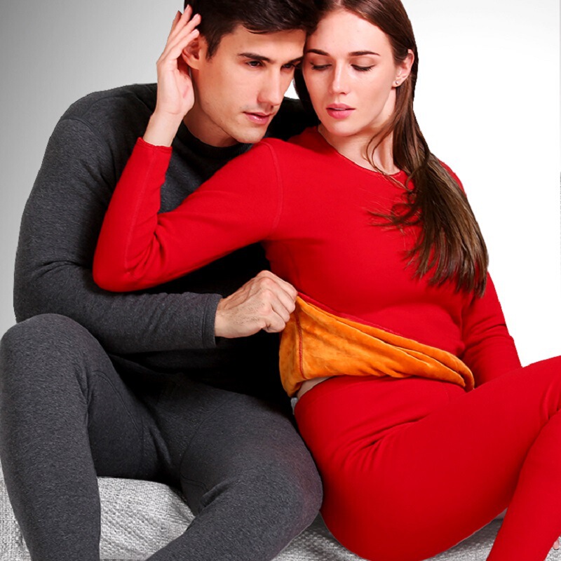 Wholesale men's thermal underwear thickened fleece-lined middle-aged and elderly Golden warm nail slim autumn clothes long pants warm suit women