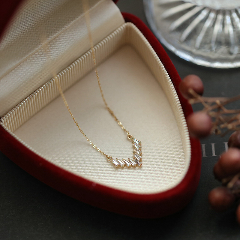 925 Sterling Silver Zircon Cable Chain Inlay Geometric Necklace display picture 2