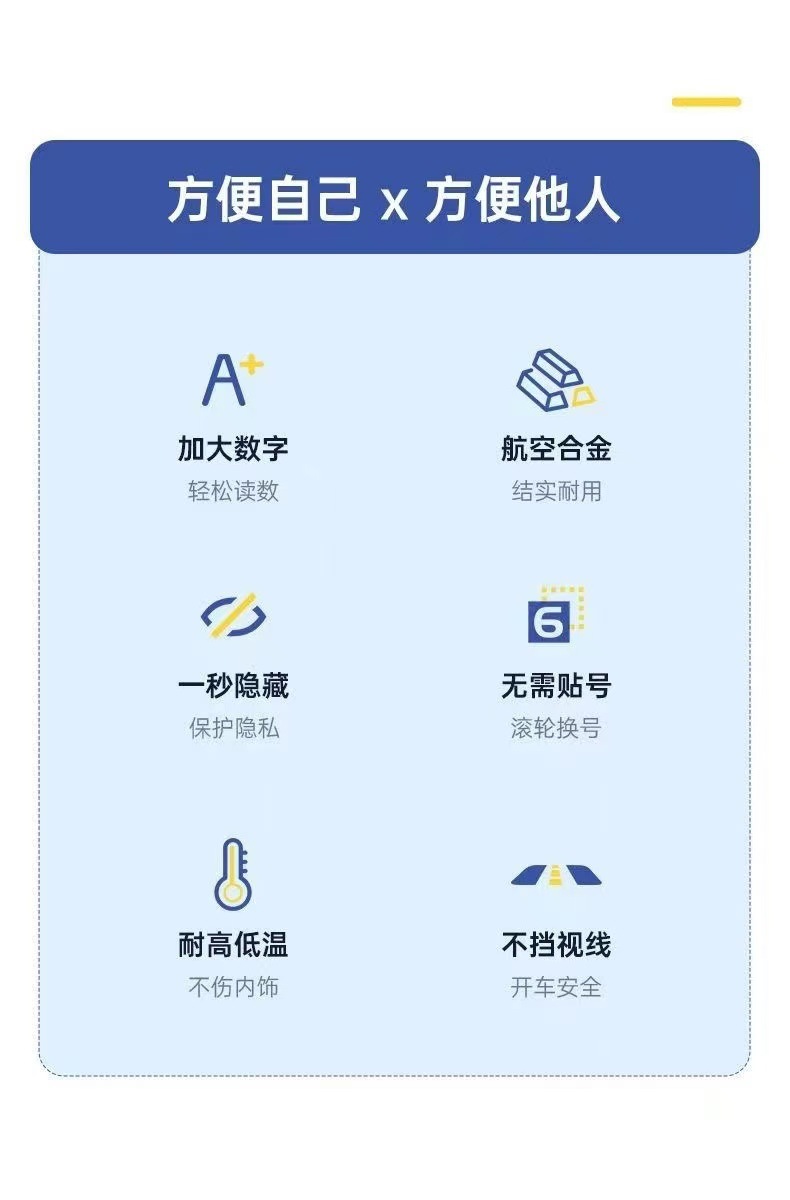 Car-Mounted Aluminum Alloy Parking Number Plate with Rolling Numbers, Car Accessory Ornament, Temporary Moving Car Number Plate