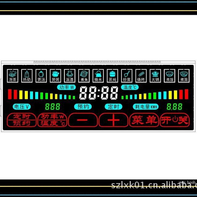 电磁炉 彩色 大显示屏 LCD 带电容触摸屏