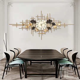 挂钟集合餐厅客厅现代轻奢装饰钟表饭厅铁艺时钟挂画立体装饰画钟