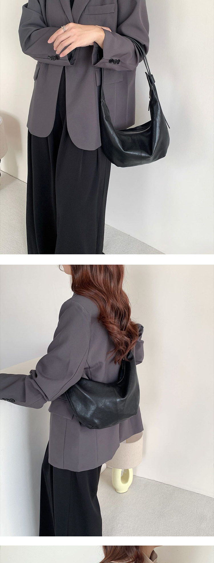 Genuine dumpling women's 2024 new crescent shaped shoulder tote armpit bag, casual soft leather crossbody bag_voghion.com