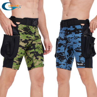 Yonsub2.5Mm Adult Camouflage Five-Point Pants Men's Summer Quick-Drying Tight Swimming Trunks Wear-Resistant Surf Pants Camouflage Pants