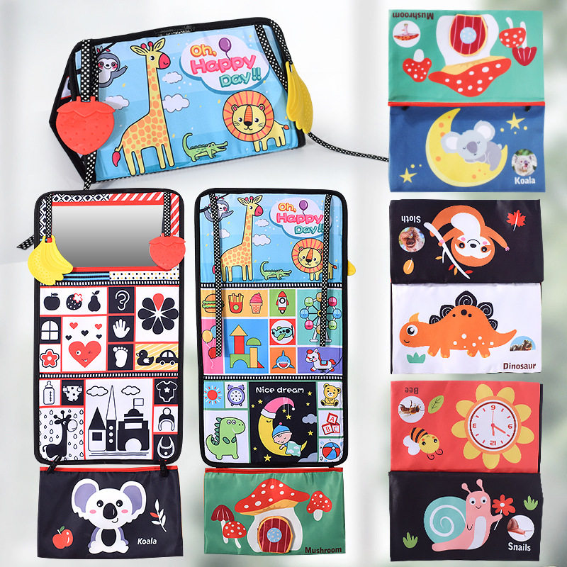 Libro de tela harem transfronterizo Coche colgante plegable cabeza entrenamiento bebé color cognitivo infantil educación temprana libro de tela