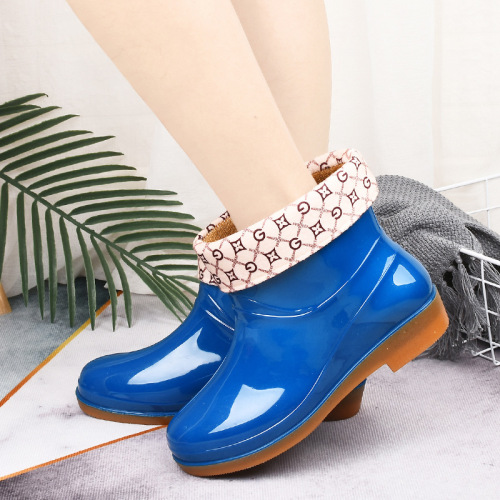 Women's Low-top Slip-resistant Fashion Kitchen Rain Boots Short-tube Stylish Water Shoes with Calfskin Sole and Durable Adult Water Shoes