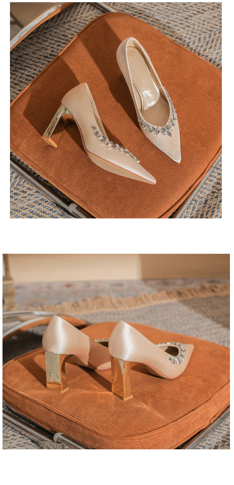 Giày cao gót nữ mũi nhọn gót dày Jingang H8096/H6096, đế mềm, gót 6 cm — Rượu sâm banh【 6cm 】 chi tiết 27