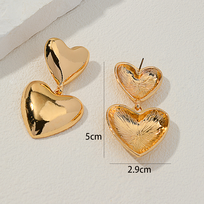 1 Pair French Style Heart Shape Plating Alloy Drop Earrings display picture 5