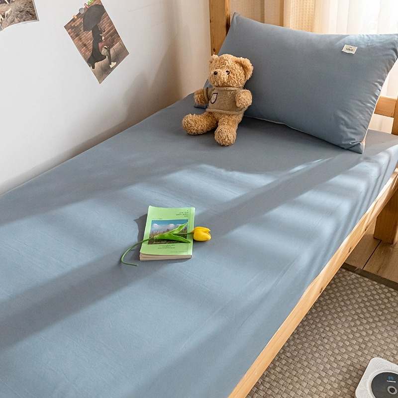 Sombrilla de cama de algodón de tres piezas para dormitorio de estudiantes universitarios, juego individual, funda protectora de colchón de algodón de verano