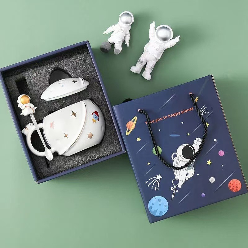 Ceramic Planet Mug With Lid Creative Coffee Cup For Couples Gift_voghion.com