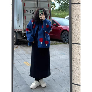 Wholesale Large Size Simple Lazy Style Autumn New Style Gentle Style Design Long-Sleeved Tops Knitted Cardigan Sweater Jacket