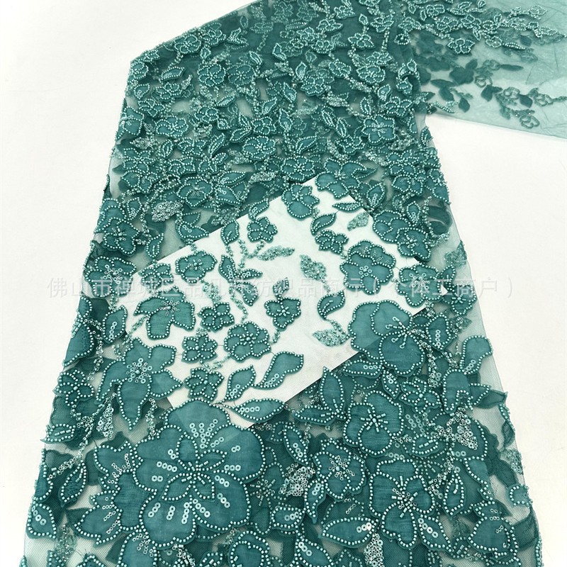Nueva industria pesada en caliente Gaoding flor calcomanías sequinilla tela bordada vestido de boda moda fiesta tela de cena