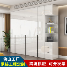 定制衣柜卧室颗粒板白色亮光宿舍公寓出租房对开门转角大衣橱家具