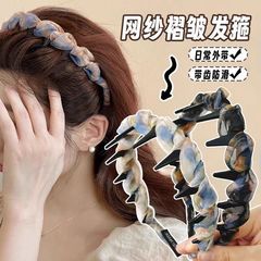 高颅顶超仙渐变彩纱森系缠绕发箍带齿防滑发箍女时尚新品夏季发饰