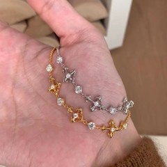 S925纯银复古鸢尾花十字架手链女轻奢高级感精致小众设计精工手链