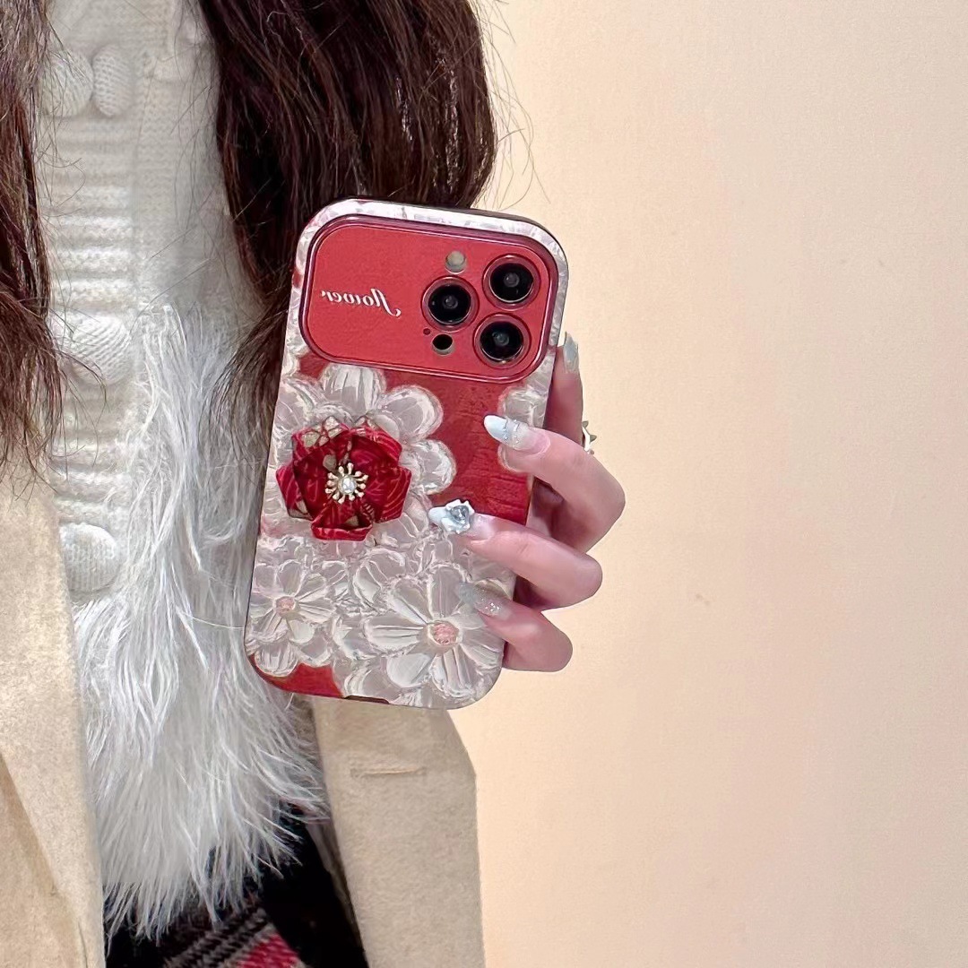 Ins pintura al óleo retro flores tridimensionales para 16ProMax nuevo iPhone 15Pro Apple 13 funda para teléfono móvil 12